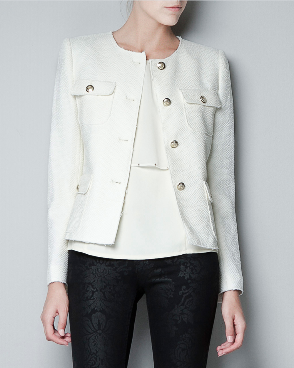 White jacket 2025 with gold buttons
